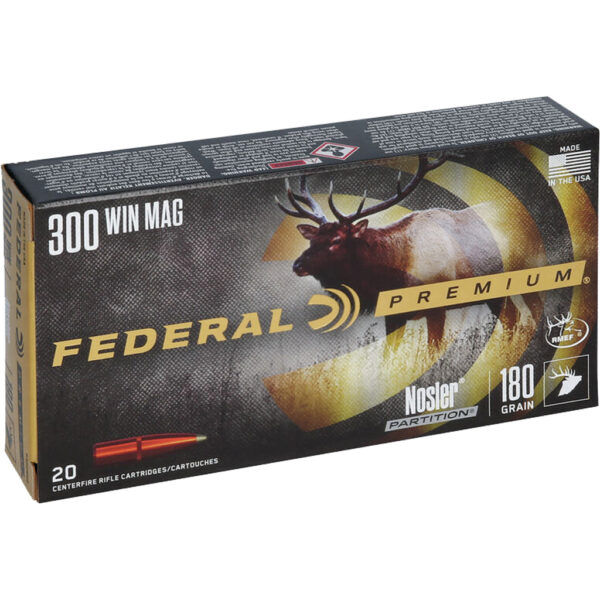 Federal Premium Rifle Ammo 300 Win. Mag. 180 gr. Nosler Partition 20 rd.